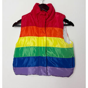 Mud Kingdom Kids Unisex Rainbow Puffer Vest Full Zip Size 130 Colorful Fun Fall